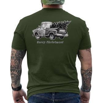 Classic Vintage Retro Stepside Pickup Truck Christmas Tree Men's T-shirt Back Print | Mazezy