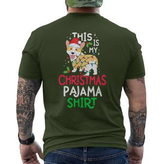 Corgi Tree Light Dog Xmas This Is My Christmas Pajama Men's T-shirt Back Print - Monsterry