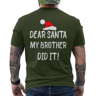 Dear Santa My Brother Did It Christmas Pajama Men's T-shirt Back Print - Monsterry