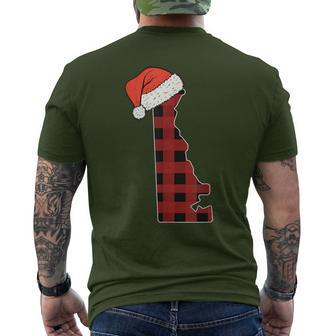 Delaware Plaid Christmas Santa Hat Holiday Matching Men's T-shirt Back Print | Mazezy DE