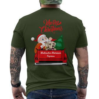 Dog Labrador Retriever With Santa Claus In Red Truck Men's T-shirt Back Print | Mazezy