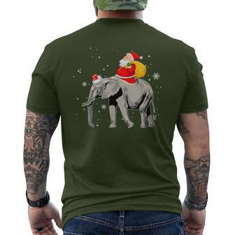 Elephant Christmas Tree Light Hat Xmas Santa Riding Elephant Men's T-shirt Back Print - Thegiftio UK
