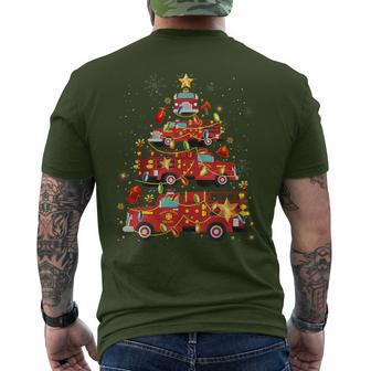 Fire Truck Tree Lights Christmas Firefighter Boys Pajamas Men's T-shirt Back Print | Mazezy
