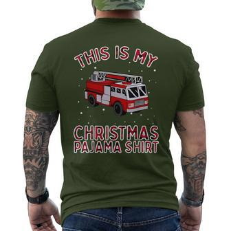 Firefighter Christmas Pajama Fire Truck Fireman Men's T-shirt Back Print | Mazezy