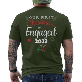 Our First Christmas Engaged 2023 Pajamas Couples Matching Men's T-shirt Back Print | Mazezy