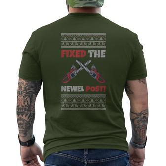 Fixed The Newel Post Chainsaw Christmas Season Holidays Ugly Men's T-shirt Back Print | Mazezy