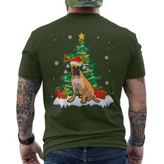 Bullmastiff Dog Tree Christmas Lights Xmas Pajama Men's T-shirt Back Print | Mazezy