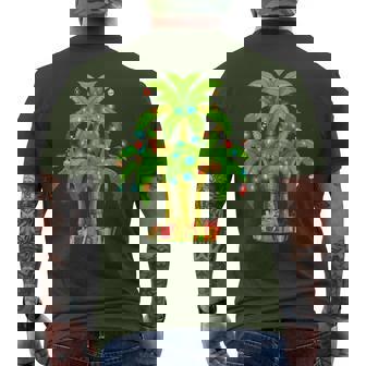 Christmas Palm Tree Tropical Xmas Coconut Lights Men's T-shirt Back Print - Thegiftio