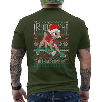 Cute Rudolph The Red Nosed Reindeer Christmas Tree Men's T-shirt Back Print - Thegiftio UK