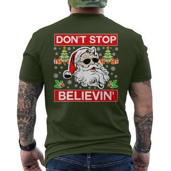 Don't Stop Believin' Santa Believe Christmas Men's T-shirt Back Print - Monsterry CA