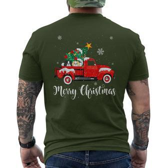 Japanese Chin Ride Red Truck Christmas Pajama Men's T-shirt Back Print | Mazezy
