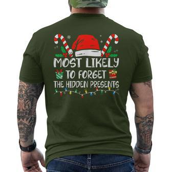 Most Likely To Forget Hidden Presents Family Christmas Men's T-shirt Back Print - Seseable