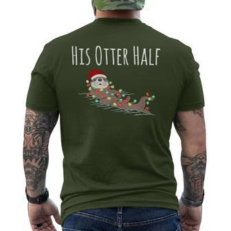 Matching Couple His And Her Otter Half Ugly Christmas Men's T-shirt Back Print - Thegiftio UK
