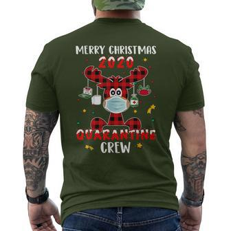 Quarantine Crew Buffalo Plaid Reindeer Christmas Men's T-shirt Back Print - Monsterry