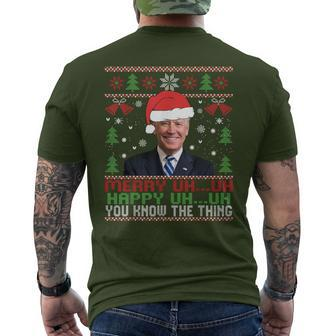 Santa Joe Biden Merry Uh Uh Christmas Ugly Men's T-shirt Back Print - Monsterry UK