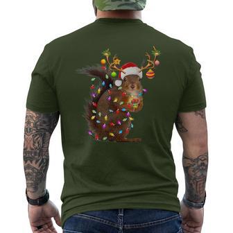 Squirrel Christmas Reindeer Christmas Lights Pajama Men's T-shirt Back Print - Thegiftio