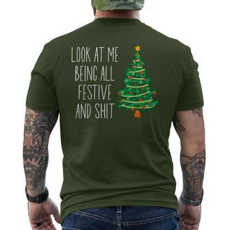Vintage Xmas Look At Me Being All Festive And Shit Men's T-shirt Back Print - Monsterry AU