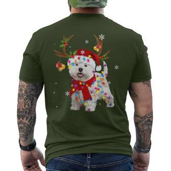 Westie Christmas Reindeer Christmas Lights Pajama Men's T-shirt Back Print - Thegiftio UK