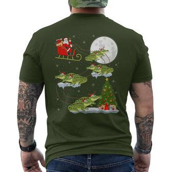 Xmas Lighting Tree Santa Riding Alligator Christmas Men's T-shirt Back Print - Thegiftio UK