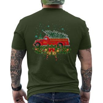 Xmas Lighting Tree Santa Ugly Fire Truck Christmas Men's T-shirt Back Print | Mazezy