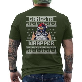 Gangsta Wrapper Santa Claus Ugly Christmas Sweater Men's T-shirt Back Print | Mazezy