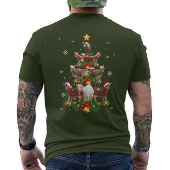 Goat Christmas Pajama Xmas Goats Tree Lights Santa Hat Men's T-shirt Back Print - Monsterry AU