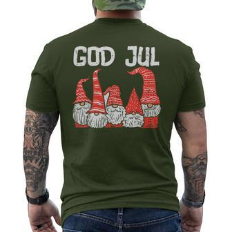 God Jul Three Nordic Gnomes Swedish Norwegian Christmas Pj Men's T-shirt Back Print | Mazezy