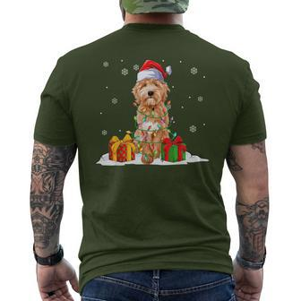 Goldendoodle Santa Christmas Tree Lights Xmas Pajama Dogs Men's T-shirt Back Print - Monsterry CA