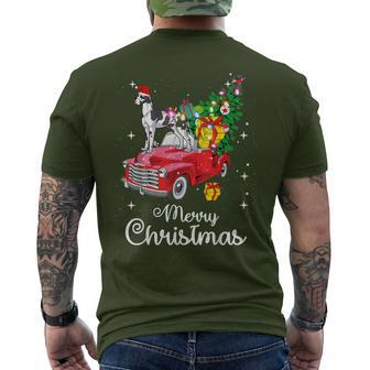 Great Dane Rides Red Truck Christmas Pajama Men's T-shirt Back Print | Mazezy