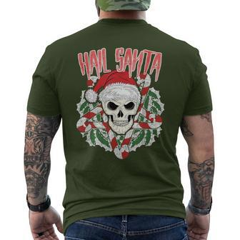 Hail Santa Ugly Christmas Skull Pentagram Men's T-shirt Back Print | Mazezy
