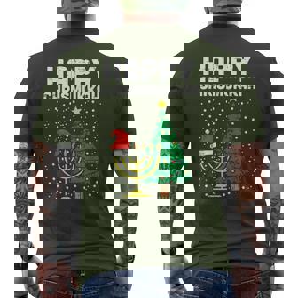 Happy Christmukkah Jewish Christmas Hanukkah Chanukah Men's T-shirt Back Print | Mazezy