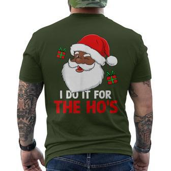 I Do It For The Ho's Santa Christmas Pajama Black Xmas Men's T-shirt Back Print - Monsterry