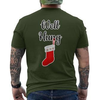 Well Hung Dirty Santa Xmas Adult Humor Ugly Men's T-shirt Back Print - Seseable