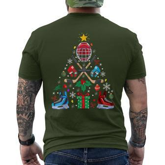 Ice Hockey Christmas Ornament Tree Boys Hockey Lovers Men's T-shirt Back Print - Seseable