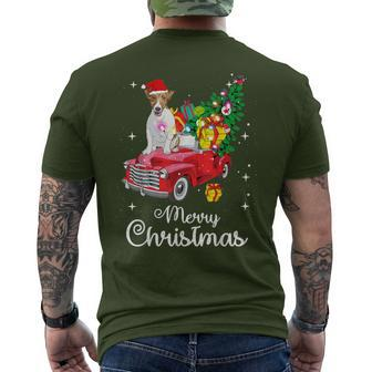 Jack Russell Terrier Ride Red Truck Christmas Pajama Men's T-shirt Back Print | Mazezy