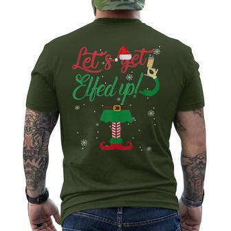 Let's Get Elfed Up Drinking Christmas Men's T-shirt Back Print - Seseable