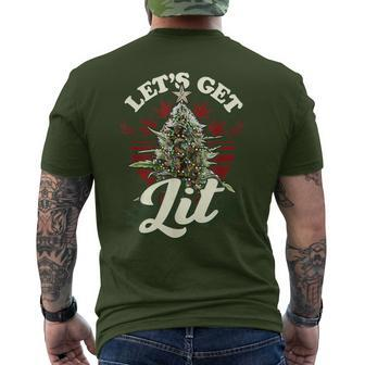 Let's Get Lit Christmas Cannabis Weed Stoner Men's T-shirt Back Print - Monsterry AU