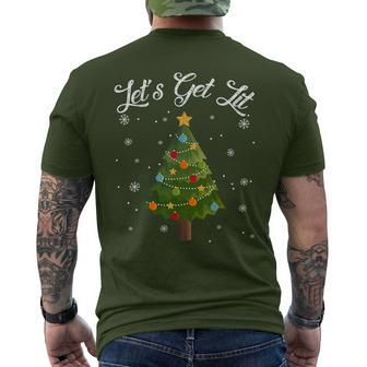 Let's Get Lit Christmas Tree Drinking Men's T-shirt Back Print - Seseable