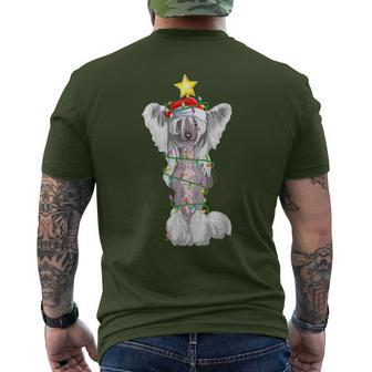 Lighting Xmas Tree Matching Santa Chinese Crested Christmas Men's T-shirt Back Print - Thegiftio UK