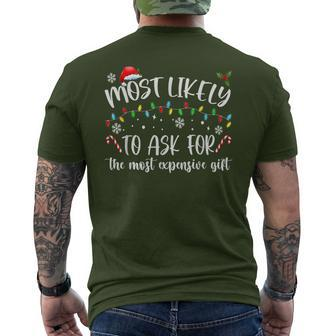 Most Likely To Ask For The Most Expensive Christmas Men's T-shirt Back Print - Monsterry UK