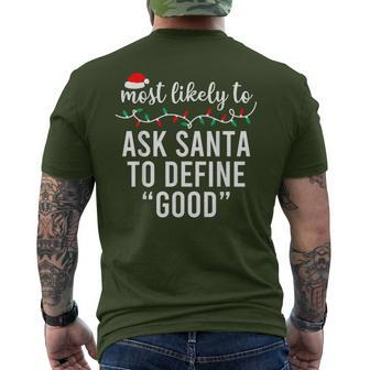 Most Likely To Christmas Matching Family Pajamas Men's T-shirt Back Print - Seseable