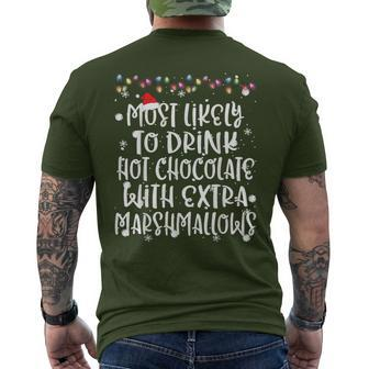 Most Likely To Drink Hot Chocolate Christmas Family Matching Men's T-shirt Back Print - Seseable
