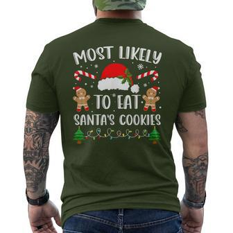Most Likely To Eat Santa's Cookies Christmas Matching Family Men's T-shirt Back Print - Monsterry