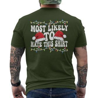 Most Likely To Hit This Matching Family Christmas Men's T-shirt Back Print - Seseable