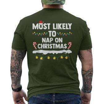 Most Likely To Nap On Christmas Matching Family Xmas Men's T-shirt Back Print - Monsterry