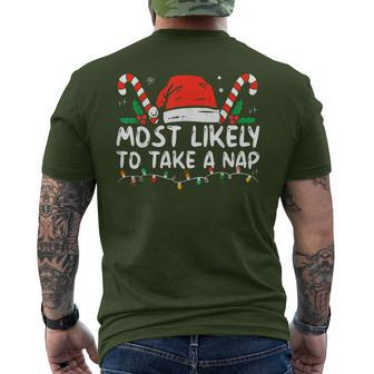Most Likely To Take A Nap Family Matching Christmas Men's T-shirt Back Print | Mazezy
