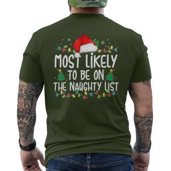 Most Likely To Be On The Naughty List Christmas Matching Men's T-shirt Back Print - Seseable