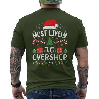 Most Likely To Overshop Shopping Squad Family Joke Christmas Men's T-shirt Back Print - Monsterry DE