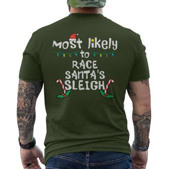 Most Likely Race Santa Sleigh Christmas Xmas Family Boys Men Men's T-shirt Back Print - Monsterry DE