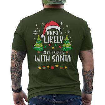 Most Likely To Get Sassy With Santa Matching Christmas Men's T-shirt Back Print - Seseable